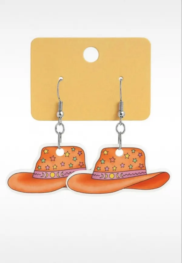 Resin Cowboy Hat Earrings