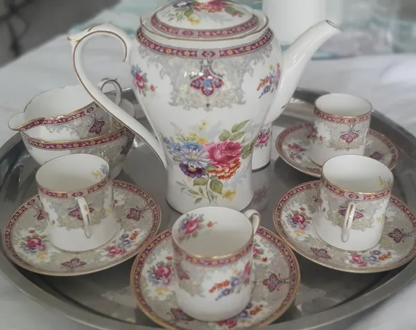 Vintage Shelley "Georgian Red" Fine Bone China Tea Set – 15 Pieces – Mint Condit