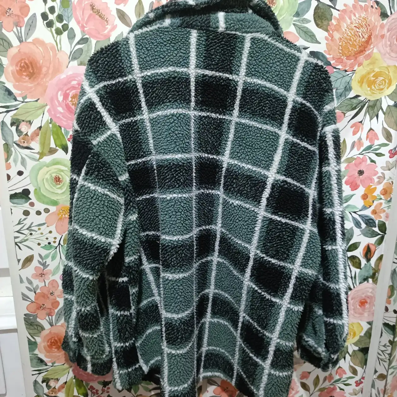 Factorie Check Shacket M Green Cream Pockets Button up Sherpa Teddy Jacket – photo 4