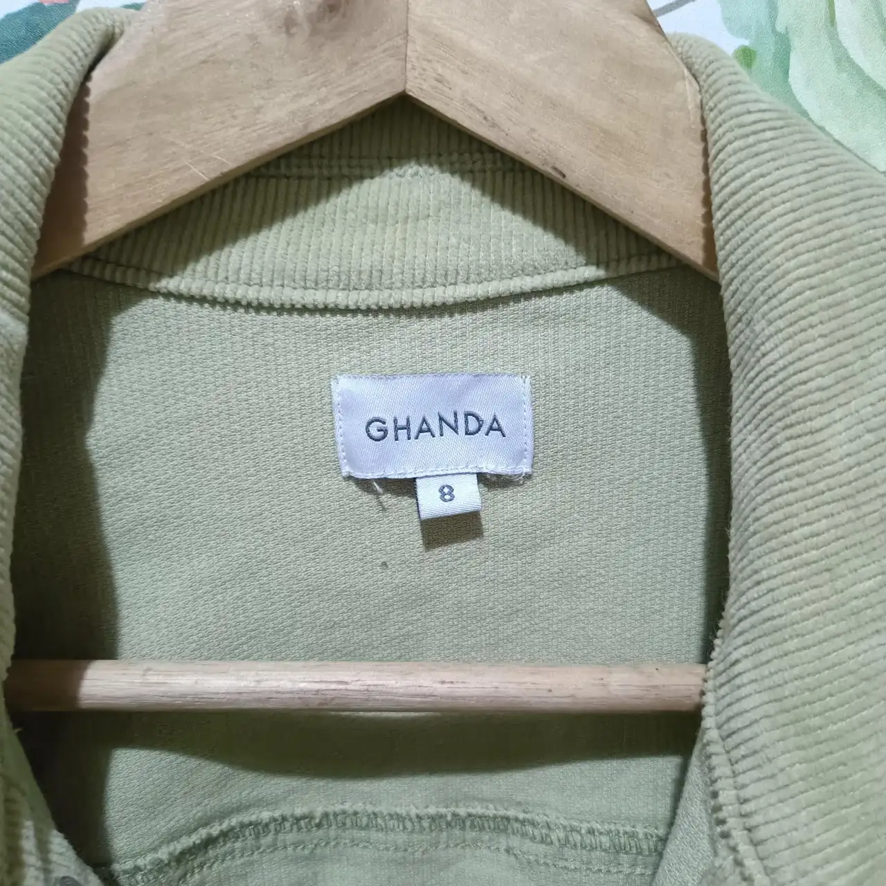 Ghanda Green Corduroy Jacket Size S 8 Shacket Casual Pockets Cute – photo 2