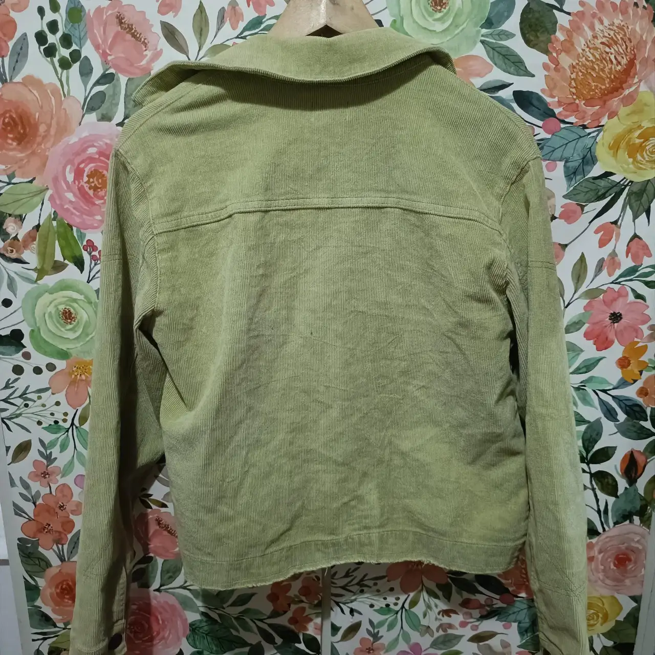 Ghanda Green Corduroy Jacket Size S 8 Shacket Casual Pockets Cute – photo 4