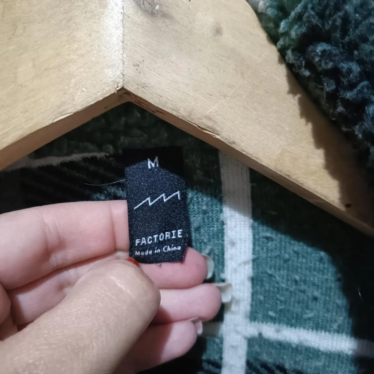 Factorie Check Shacket M Green Cream Pockets Button up Sherpa Teddy Jacket – photo 2