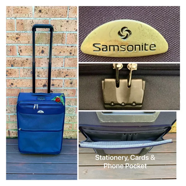SAMSONITE 55cm CARRY ON SUITCASE/TSA LOCK/STATIONERY AREA/GOOD DESIGN
