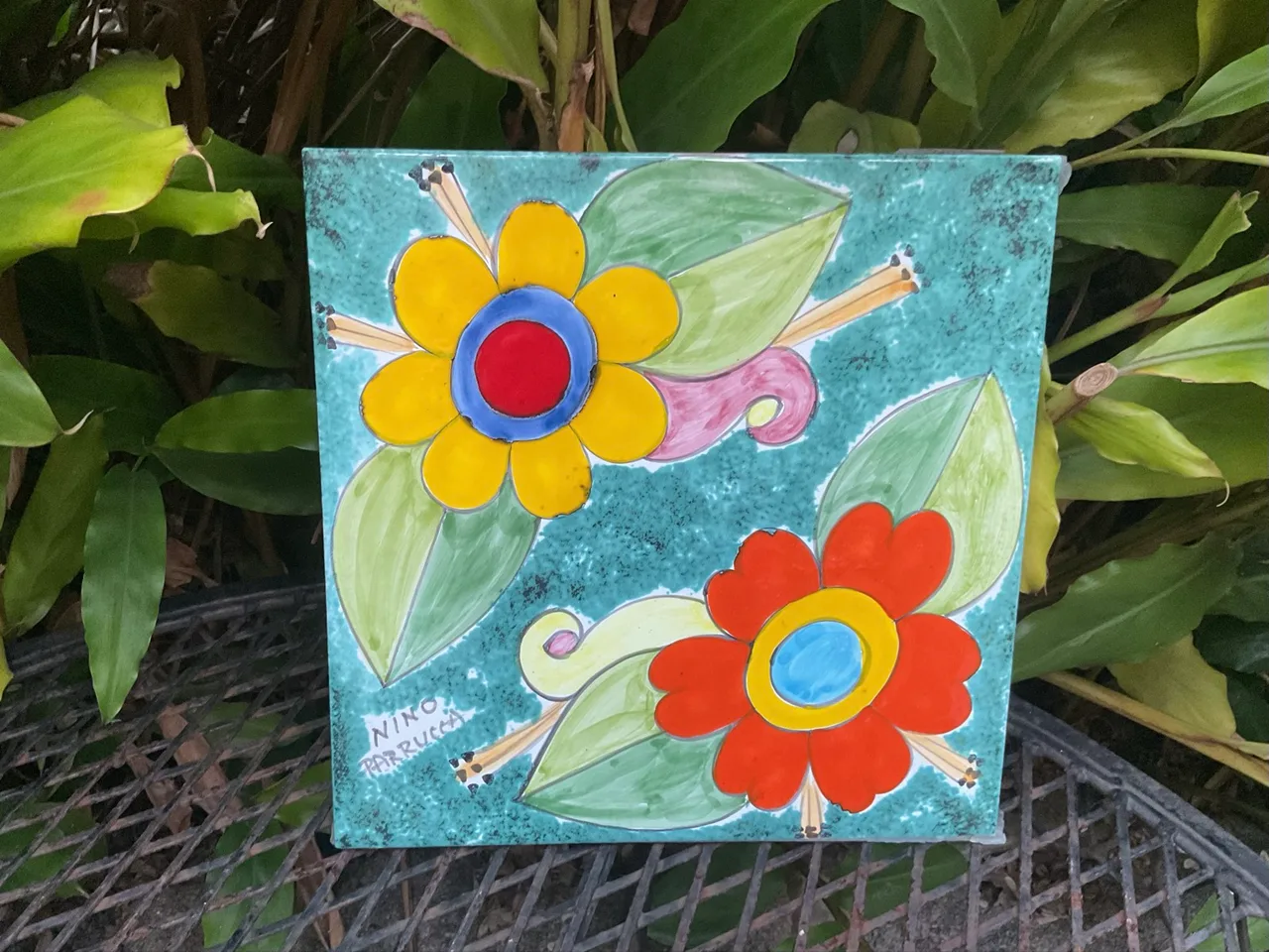 4 DIFFERENT HAND PAINTED CERAMIC TILES BY ITALIAN ARTIST NICO PARUCCI/LIKE NEW — photo 5