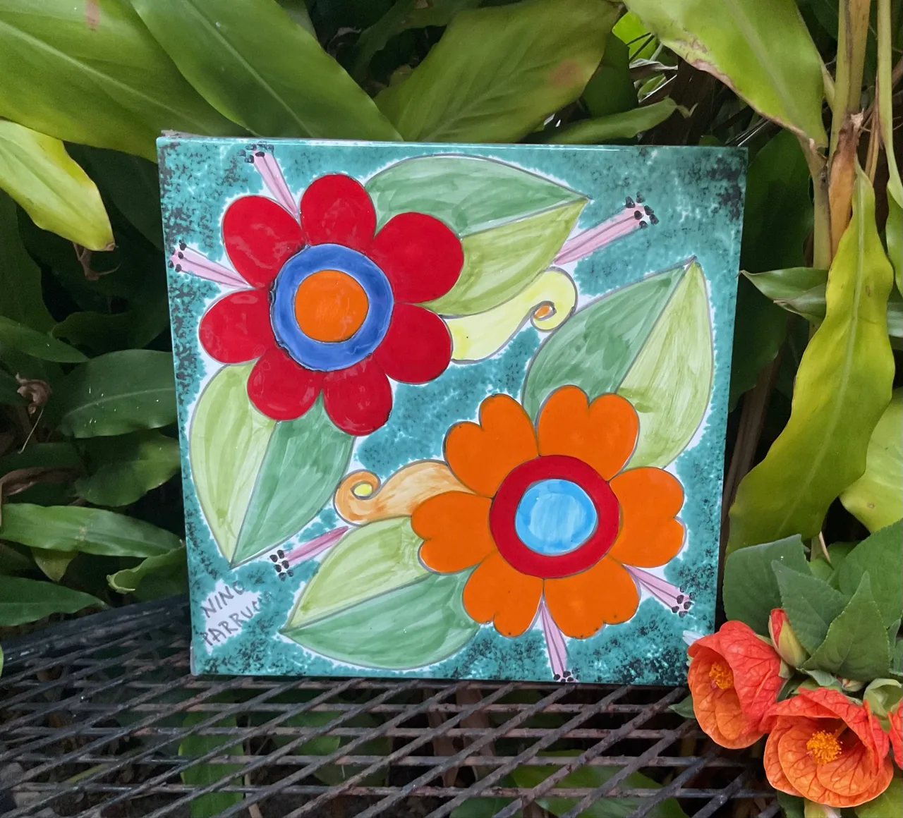 4 DIFFERENT HAND PAINTED CERAMIC TILES BY ITALIAN ARTIST NICO PARUCCI/LIKE NEW — photo 7