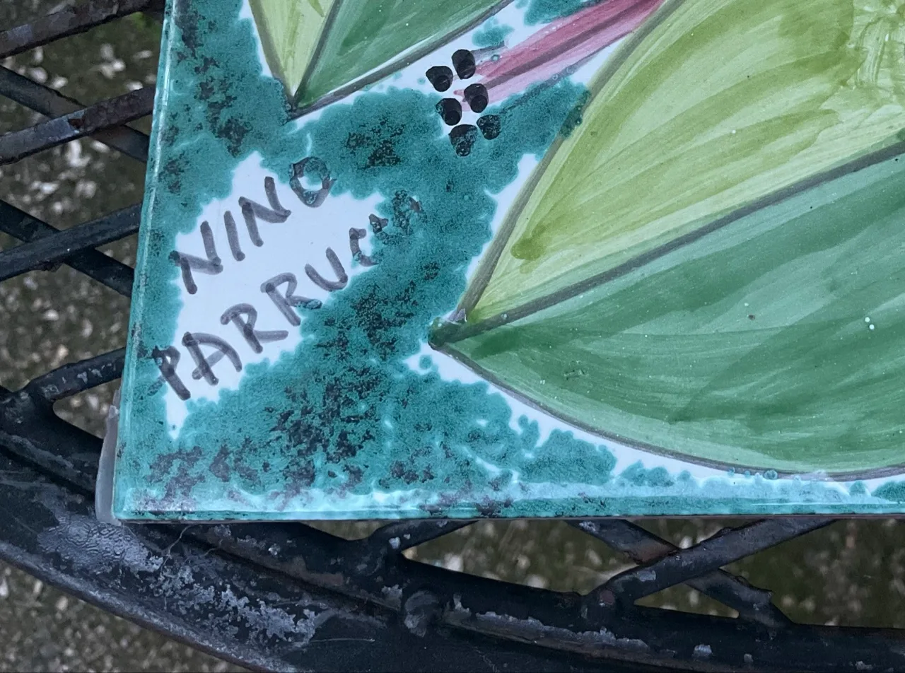 4 DIFFERENT HAND PAINTED CERAMIC TILES BY ITALIAN ARTIST NICO PARUCCI/LIKE NEW — photo 2