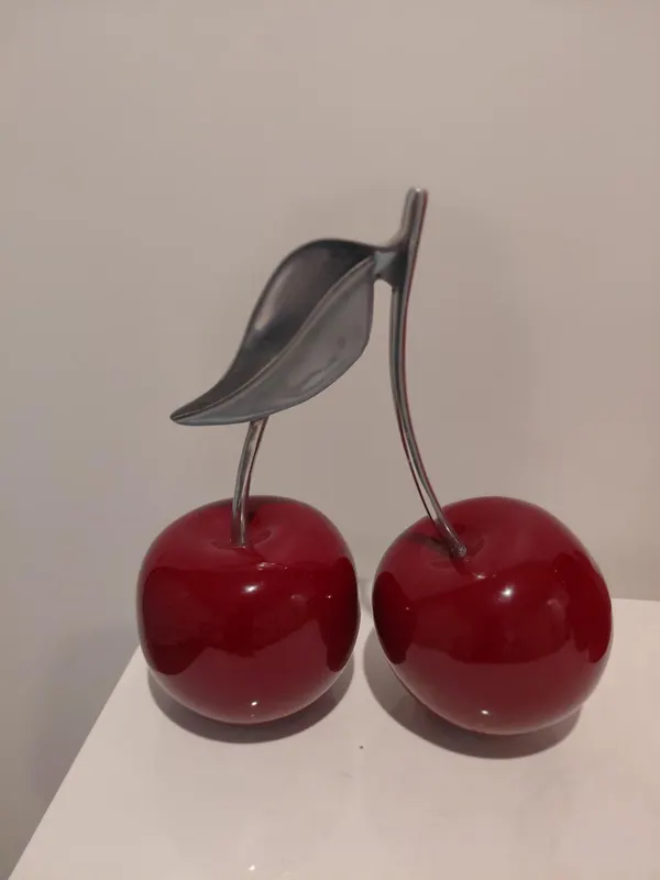 Modern Glossy Red Cherry Sculpture / Tabletop Decor