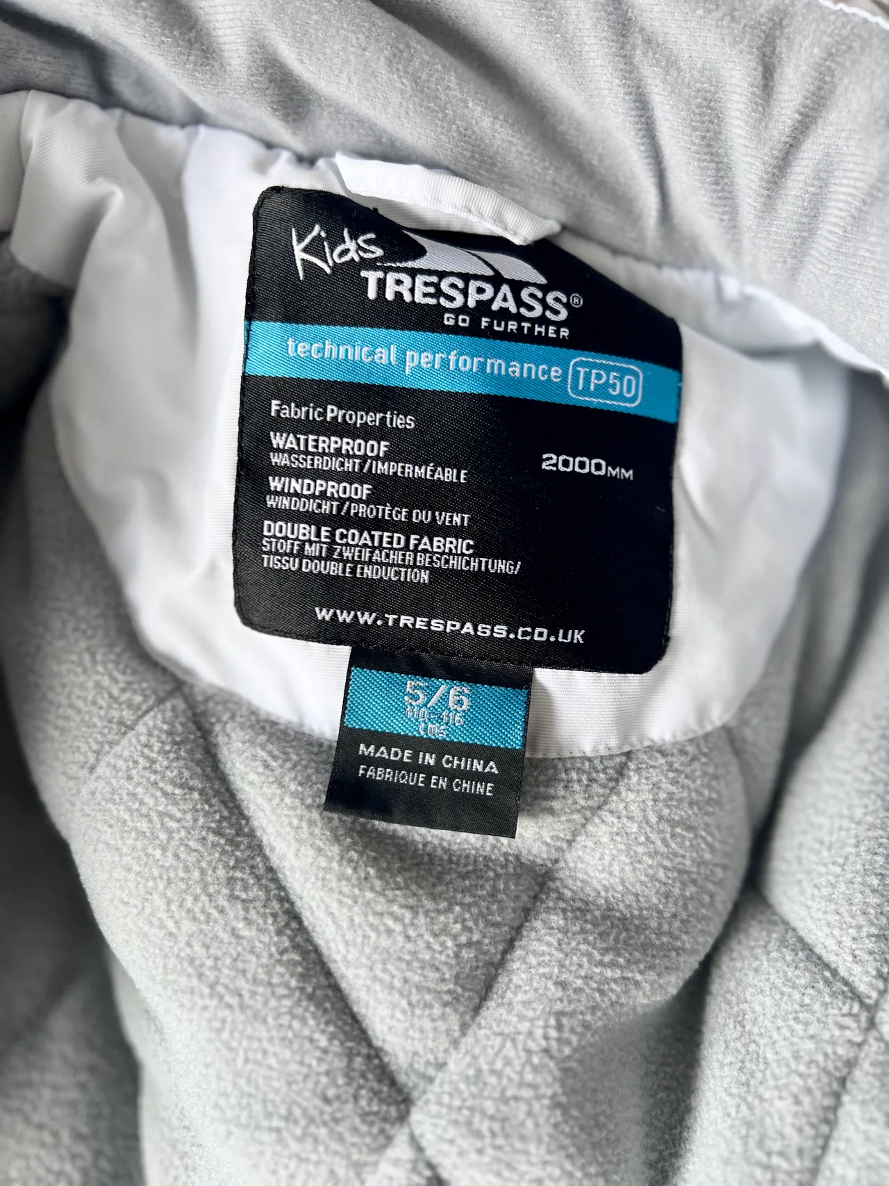 Trespass Girls Waterproof Ski Jacket 5–6 Years Coldheat Insulated Snow Coat — photo 4