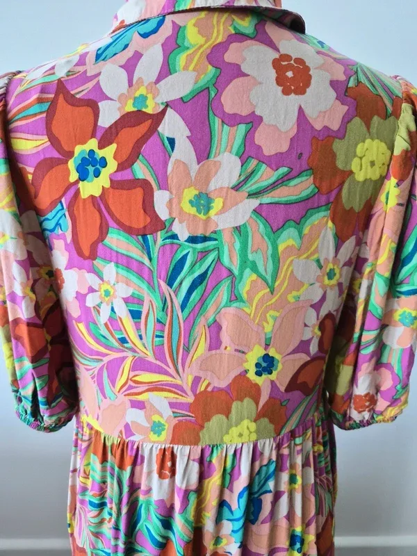 Abel the Label Retro Summer Floral Tiered 3/4 Dress – Size S – photo 7