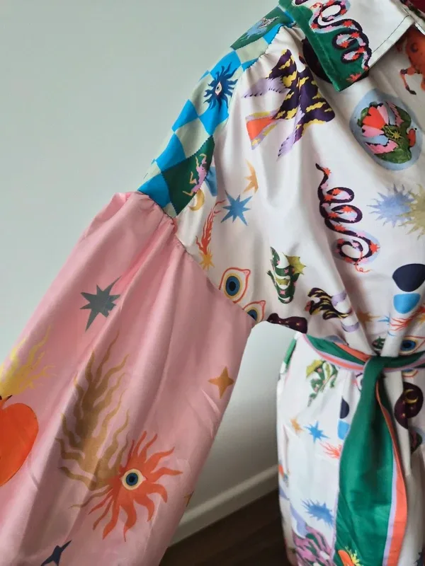 Maximalist Celestial Fantasy Print Maxi Shirt Dress – XL – photo 6