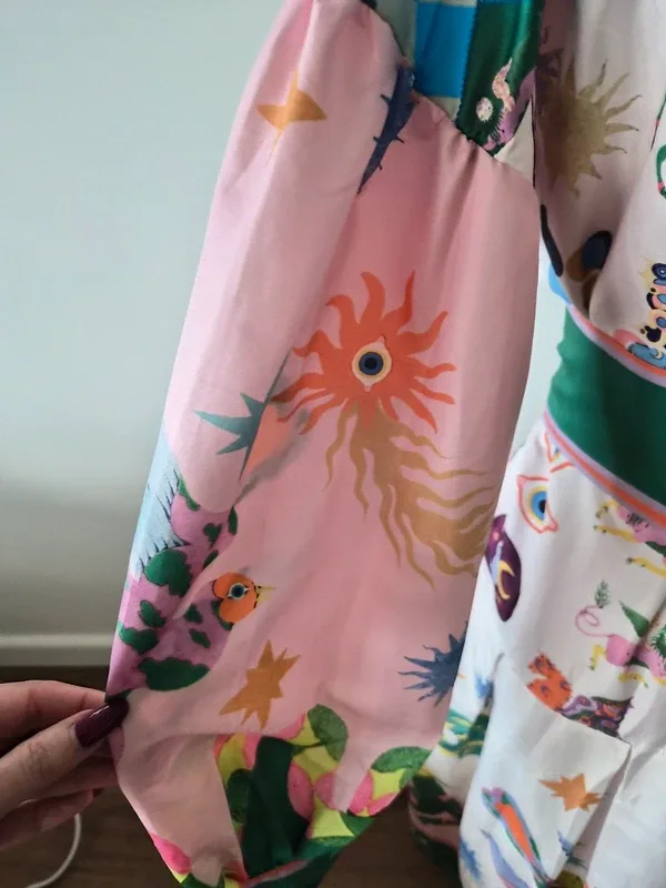 Maximalist Celestial Fantasy Print Maxi Shirt Dress – XL – photo 8