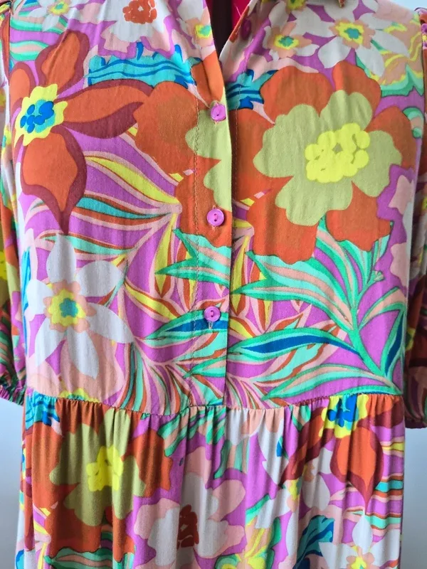 Abel the Label Retro Summer Floral Tiered 3/4 Dress – Size S – photo 3