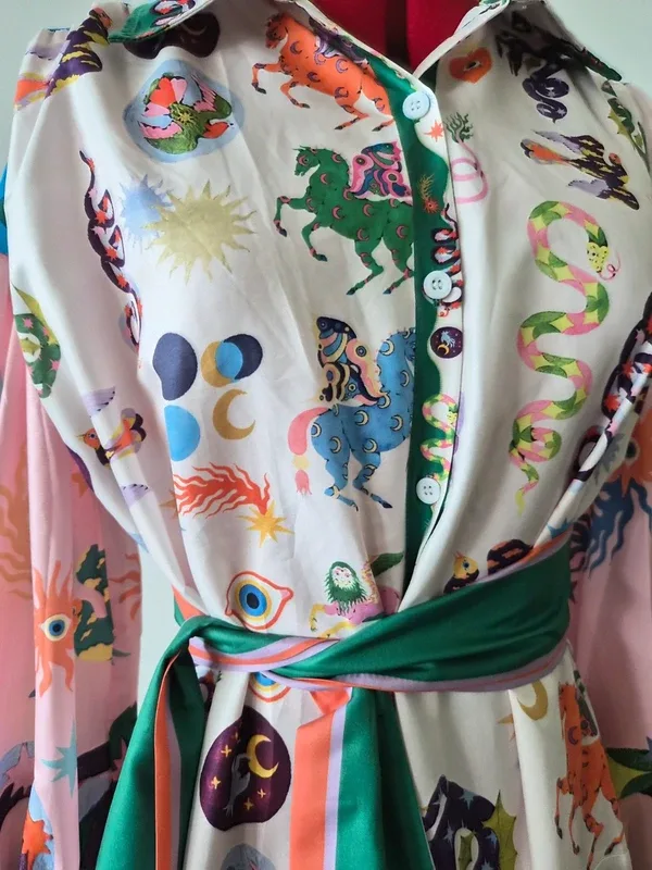 Maximalist Celestial Fantasy Print Maxi Shirt Dress – XL – photo 3