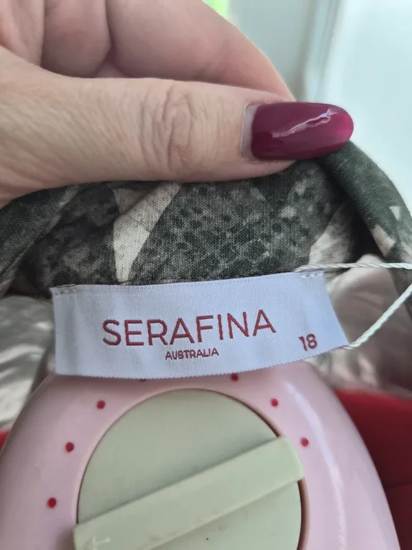 Plus size Serafina Australia Lantern Sleeve Summer Mini Dress – Khaki Palm – Siz – photo 8