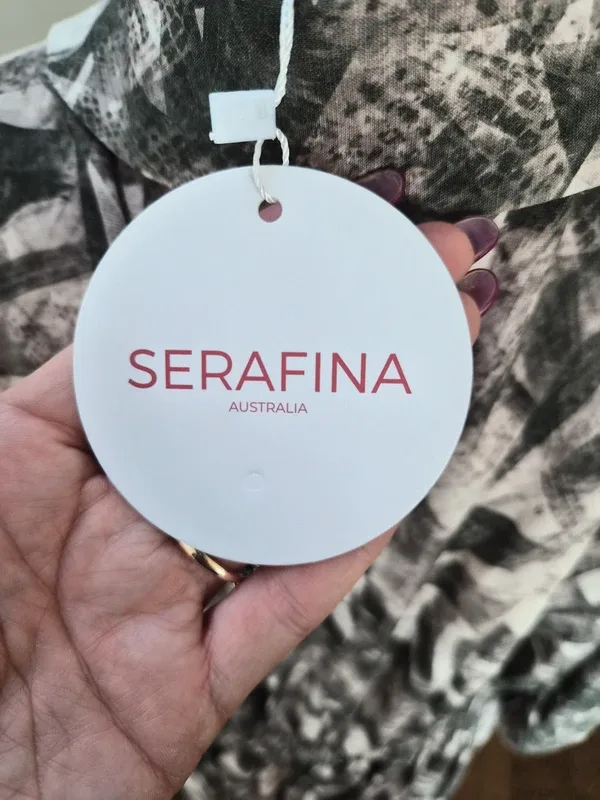 Plus size Serafina Australia Lantern Sleeve Summer Mini Dress – Khaki Palm – Siz – photo 7