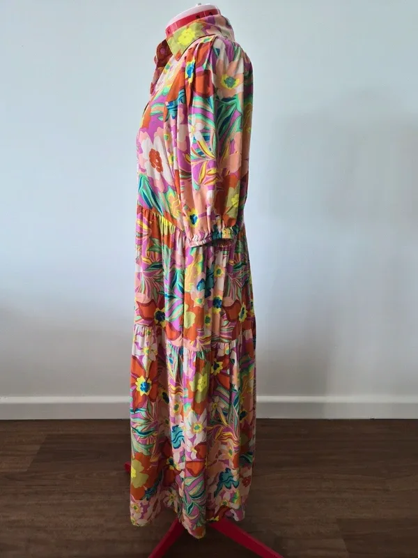Abel the Label Retro Summer Floral Tiered 3/4 Dress – Size S – photo 4