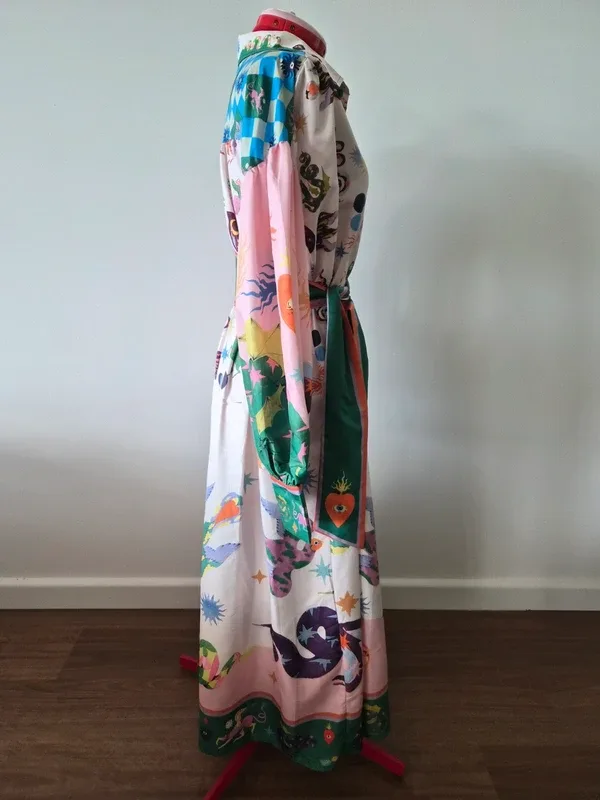 Maximalist Celestial Fantasy Print Maxi Shirt Dress – XL – photo 7