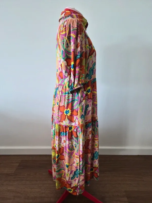 Abel the Label Retro Summer Floral Tiered 3/4 Dress – Size S – photo 5