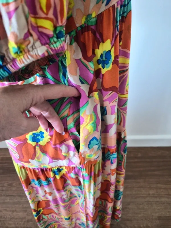 Abel the Label Retro Summer Floral Tiered 3/4 Dress – Size S – photo 6