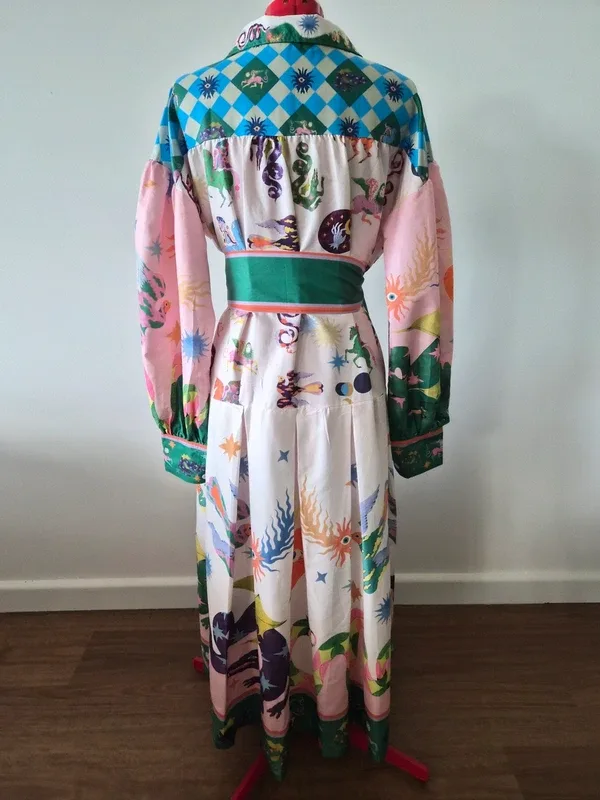 Maximalist Celestial Fantasy Print Maxi Shirt Dress – XL – photo 2