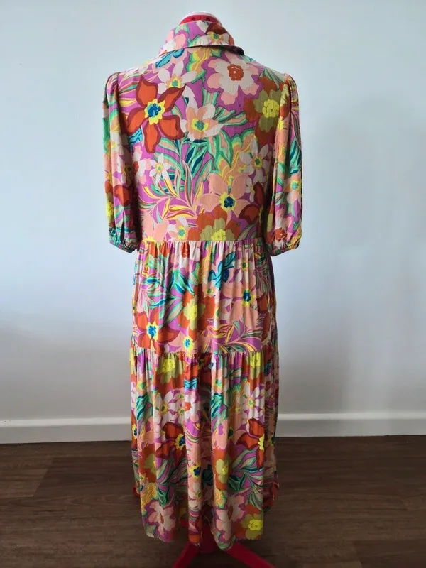 Abel the Label Retro Summer Floral Tiered 3/4 Dress – Size S – photo 2