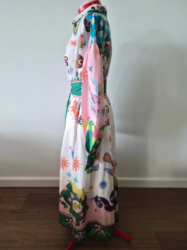 Maximalist Celestial Fantasy Print Maxi Shirt Dress – XL – photo 10
