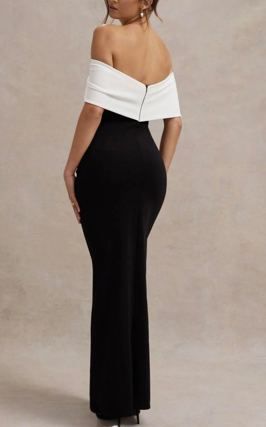 Club L London ‘Eva’ Black & White Bow Maxi Dress - Size 10 – photo 2