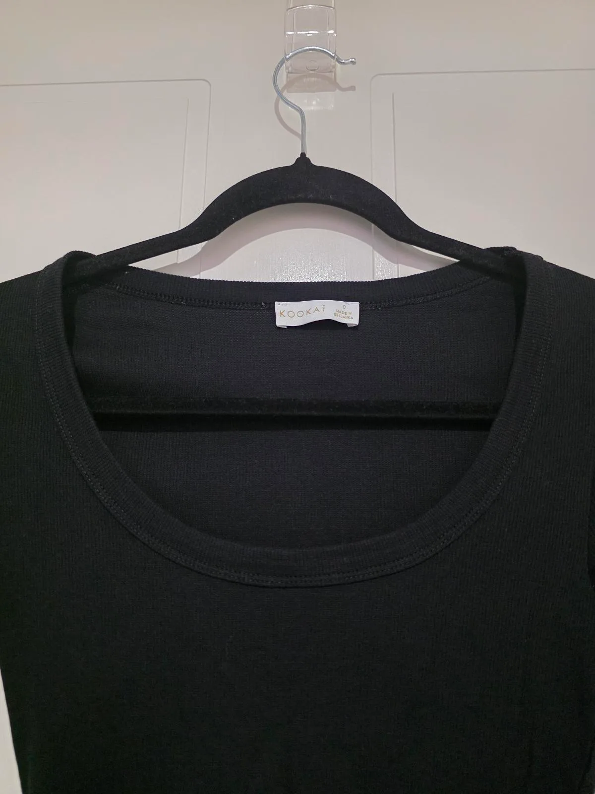 KOOKAÏ Black Scoop Neck Ribbed Tee Top - Size 0 — photo 6