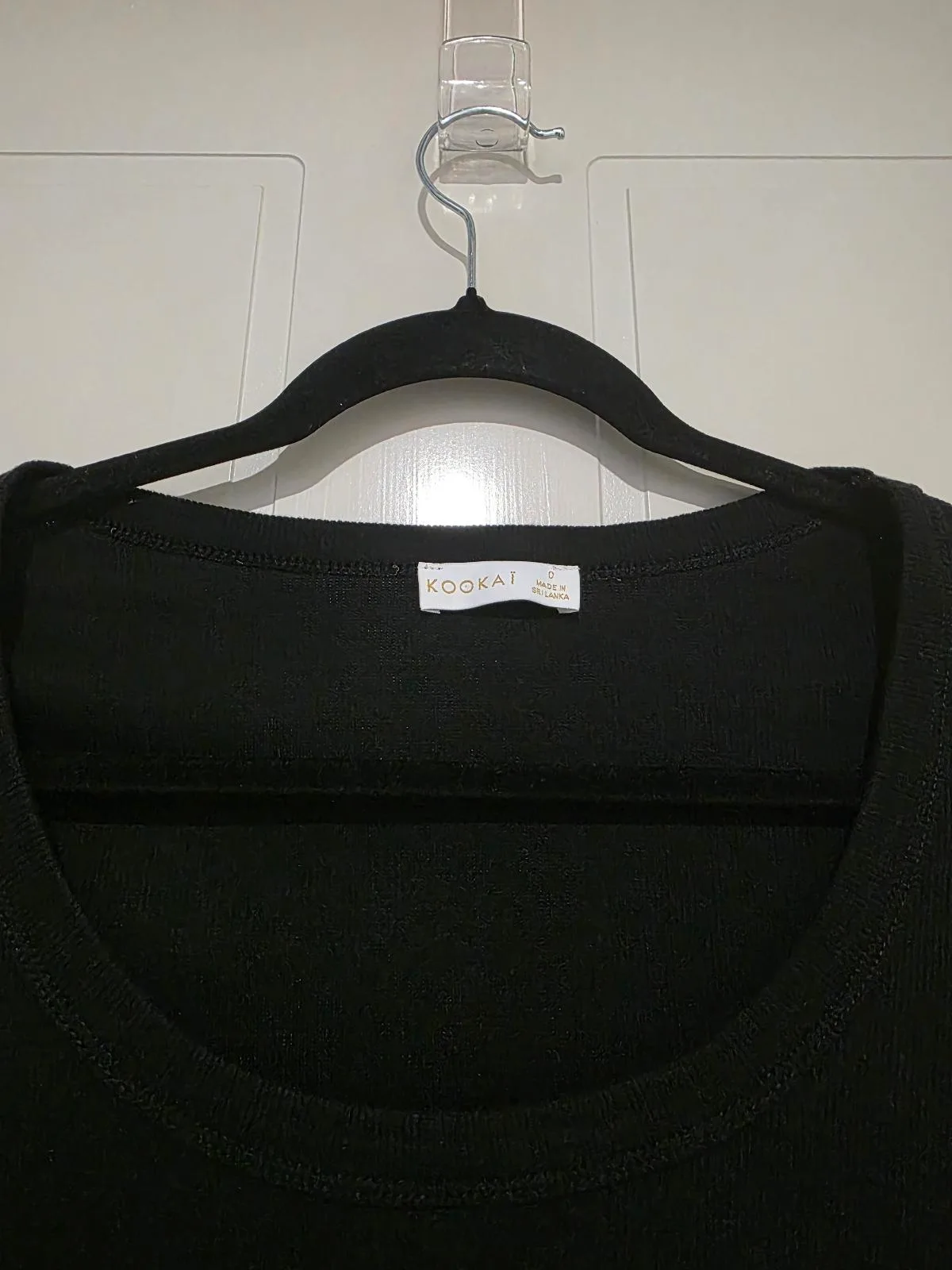 KOOKAÏ Black Scoop Neck Ribbed Tee Top - Size 0 — photo 2
