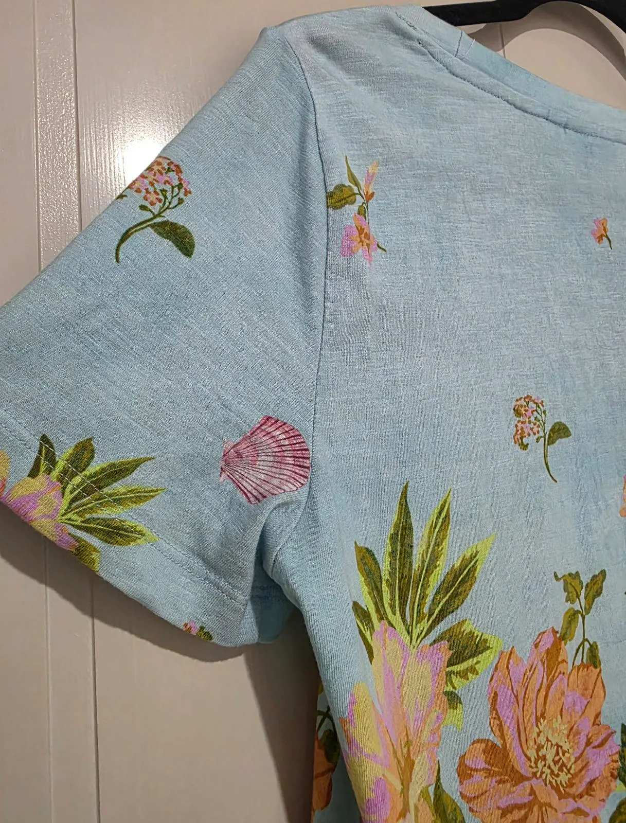 Blue Illusion Shell Print T-Shirt Top - size XS – photo 12