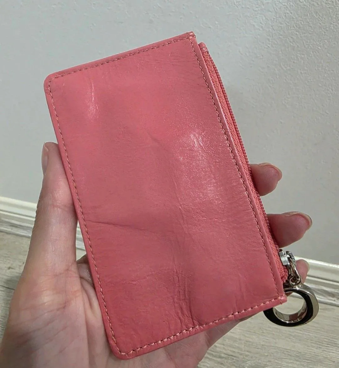 Oroton pink leather coin purse card holder pouch – photo 8