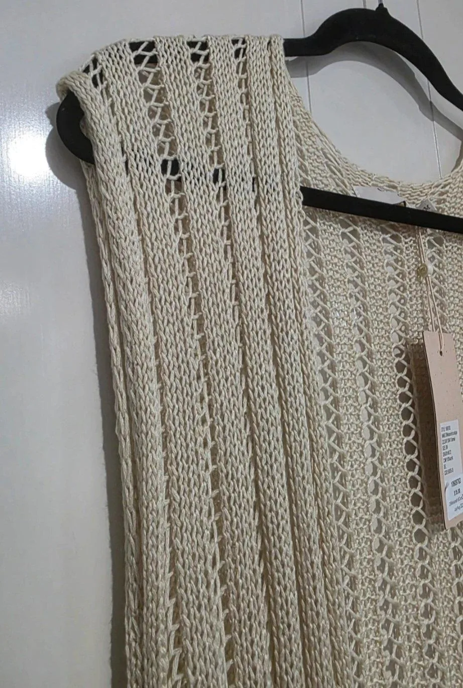 Cream Miskana crochet knit long vest cardigan - size S/M — photo 5