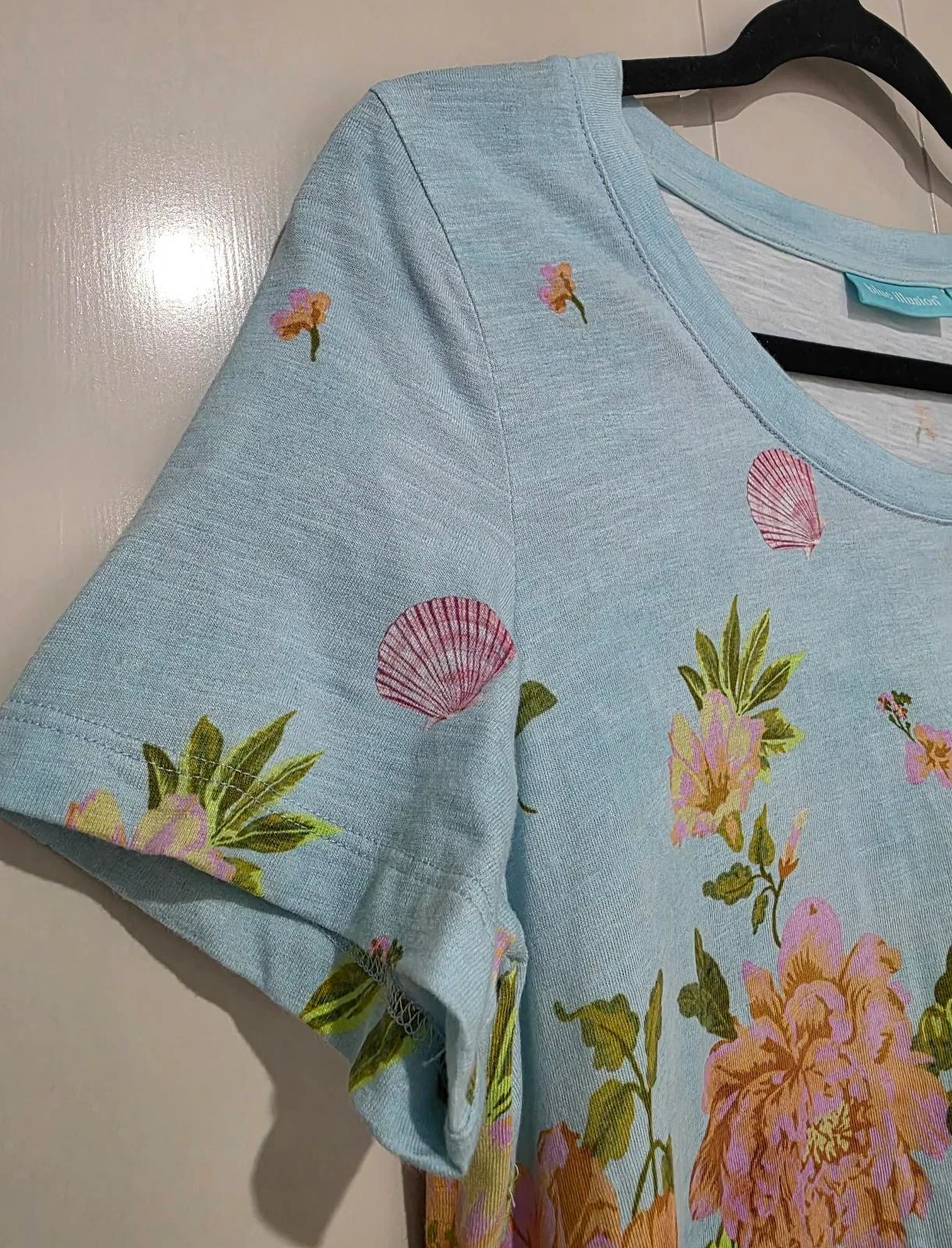 Blue Illusion Shell Print T-Shirt Top - size XS – photo 8