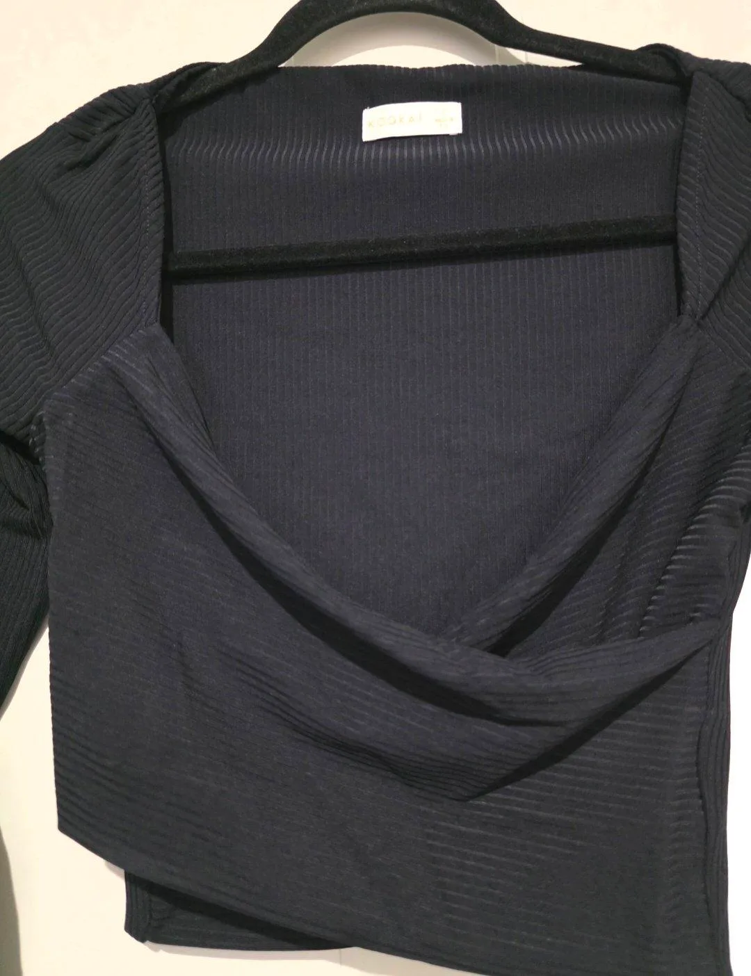 Kookai Black Long Sleeve Crossover Crop Top - Size 1 — photo 3