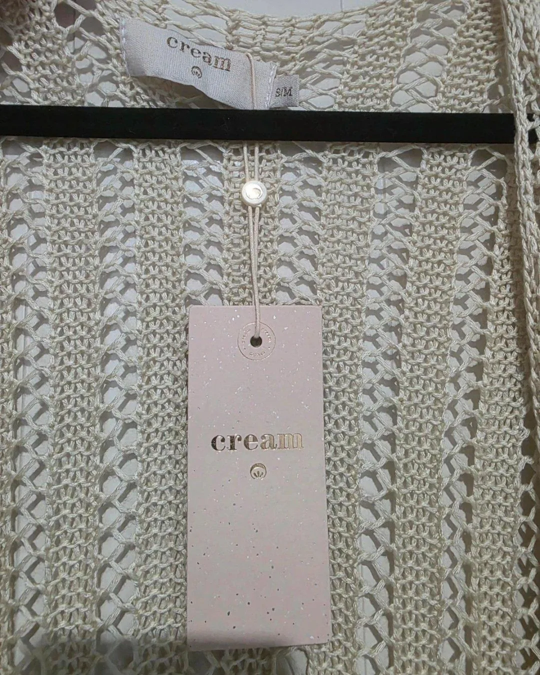 Cream Miskana crochet knit long vest cardigan - size S/M — photo 2