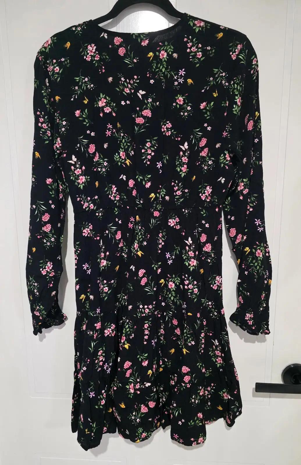 Apricot Black Floral Smock Mini Dress - Size UK 12 – photo 9