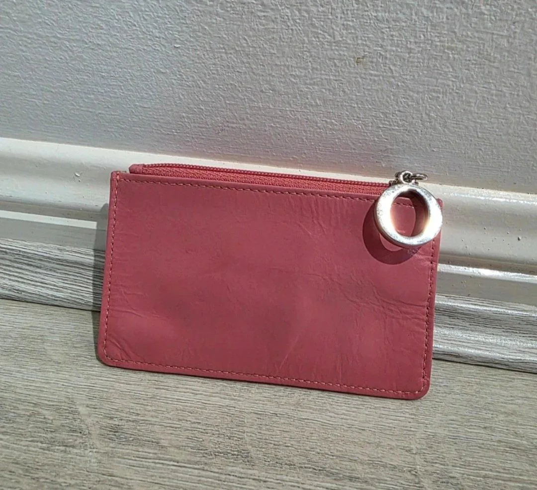 Oroton pink leather coin purse card holder pouch – photo 6