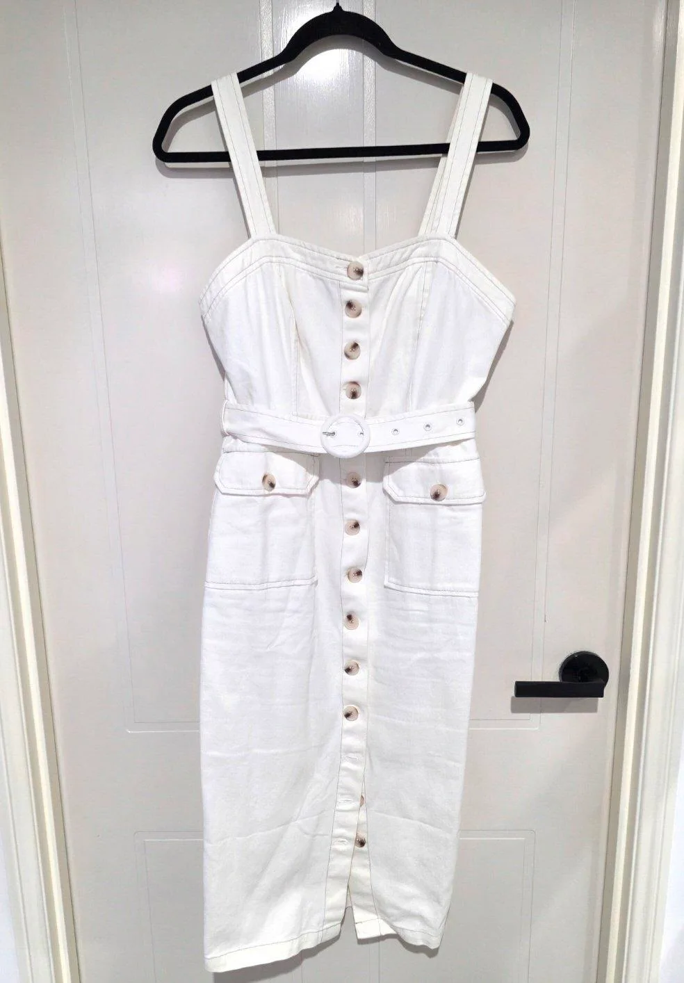 Amelius White Denim Midi Dress - Size 10 — photo 3