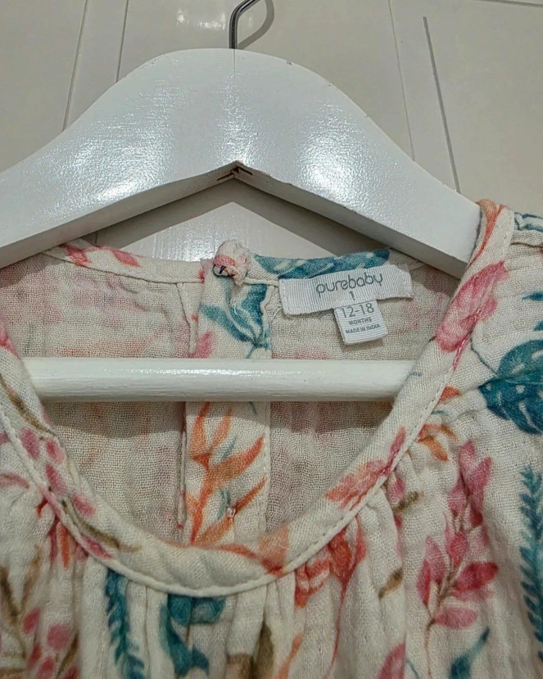 Purebaby Organic Cotton Floral Playsuit Jumpsuit - Size 1 (12-18 Months) — photo 4