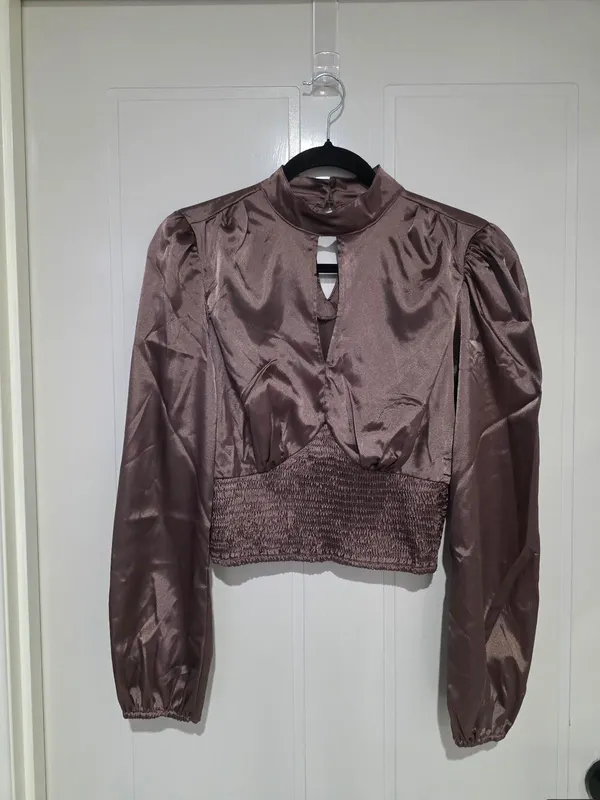 Guess Cabrera Satin Mock Neck Top - Size S (NWT)
