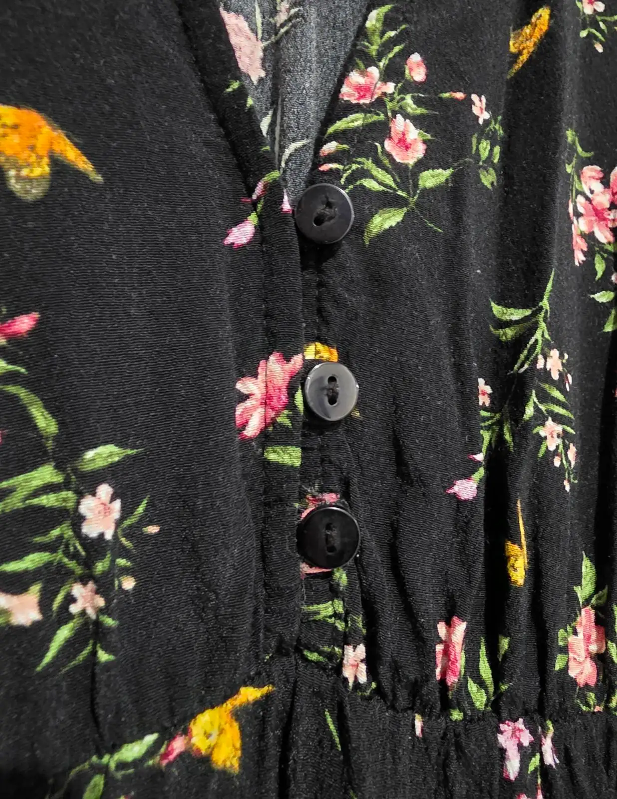 Apricot Black Floral Smock Mini Dress - Size UK 12 – photo 3