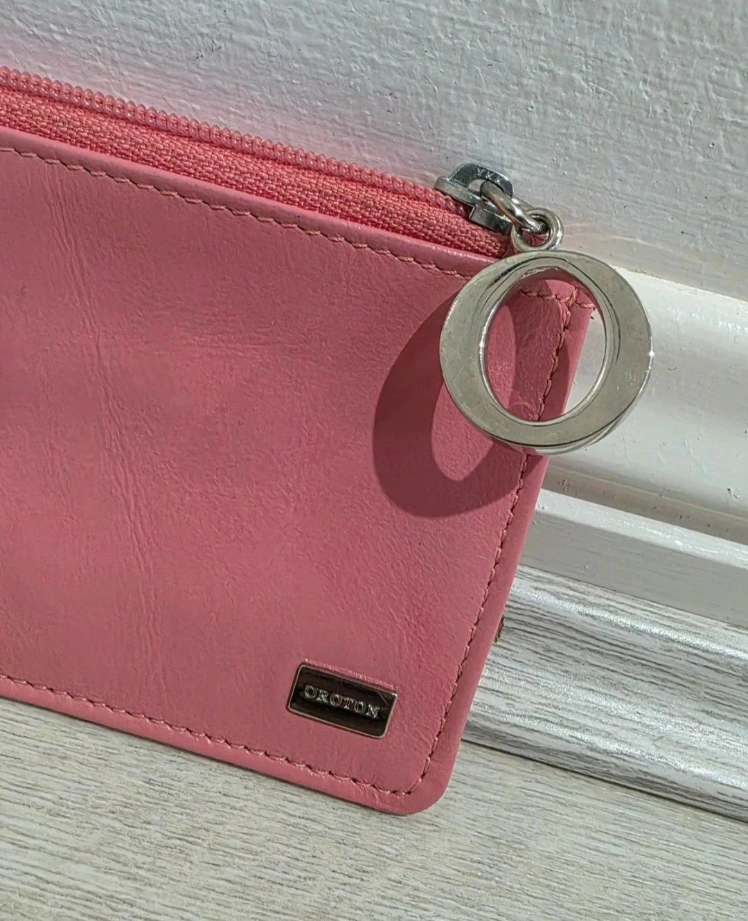 Oroton pink leather coin purse card holder pouch – photo 2