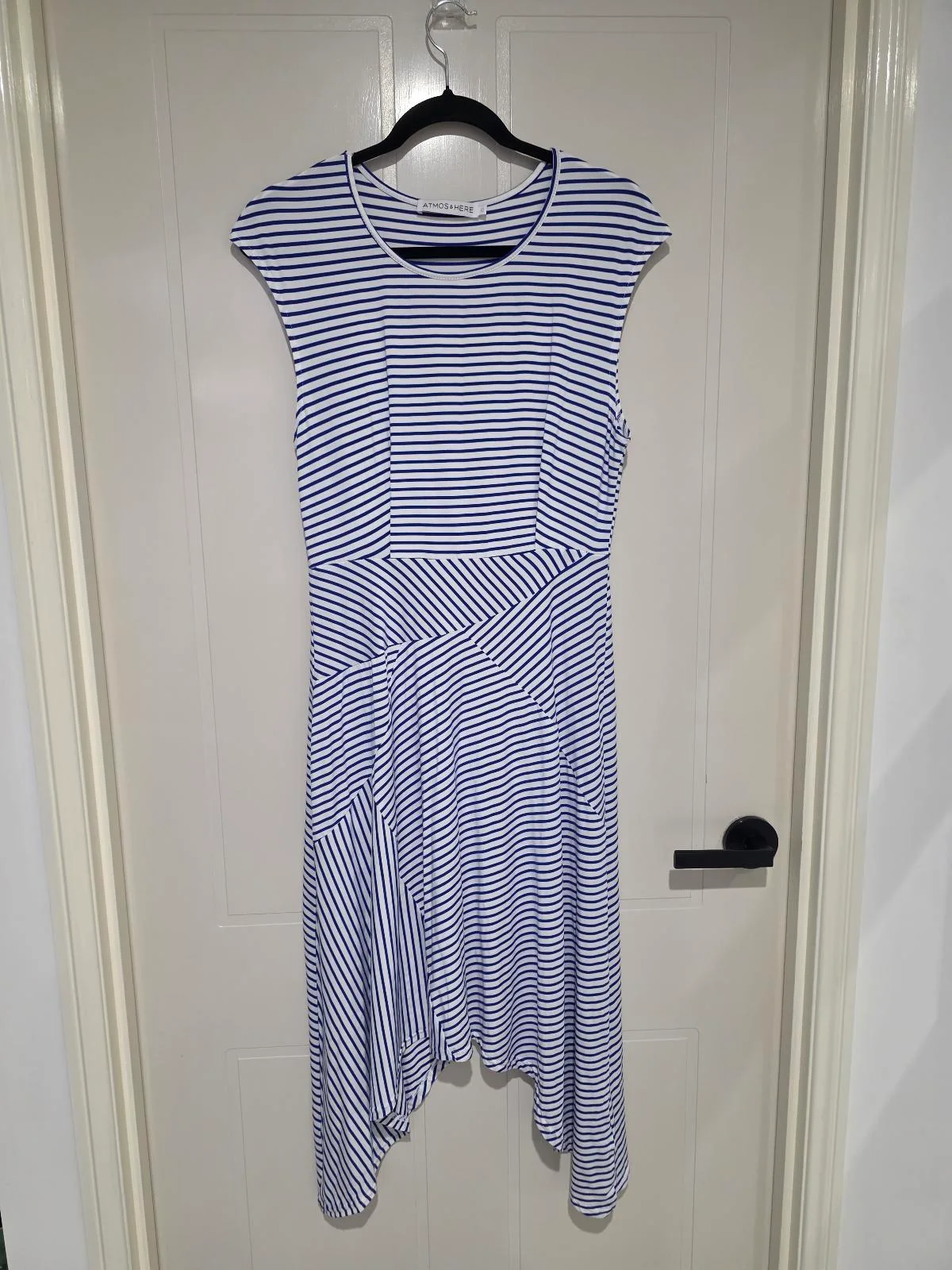 Atmos&Here Striped Asymmetric Midi Dress - Size 10 — photo 2