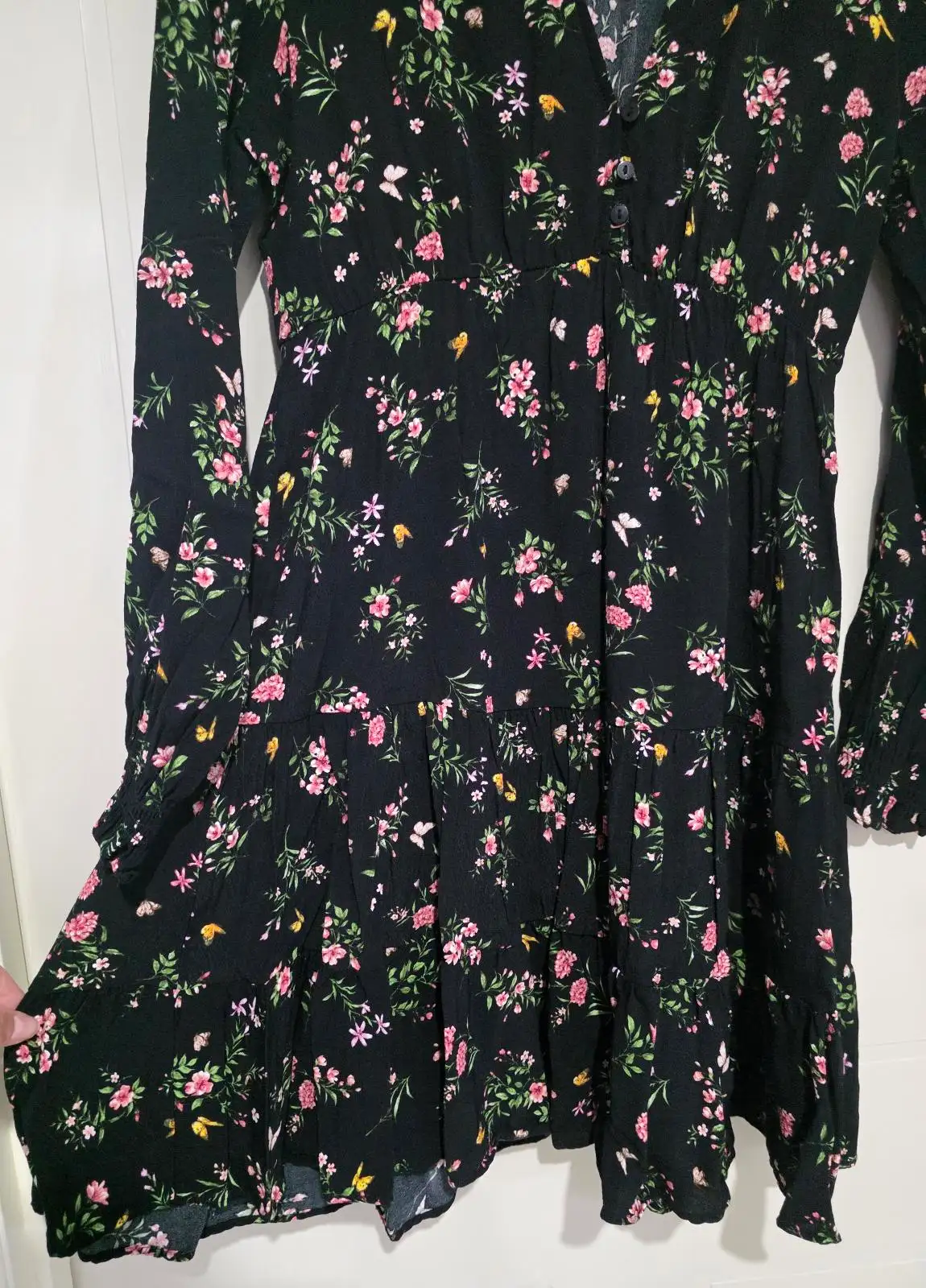 Apricot Black Floral Smock Mini Dress - Size UK 12 – photo 6