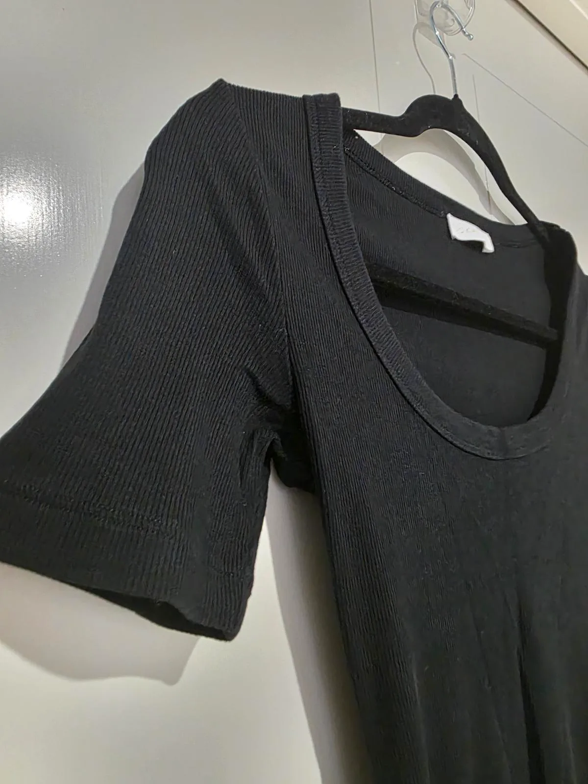 KOOKAÏ Black Scoop Neck Ribbed Tee Top - Size 0 — photo 3