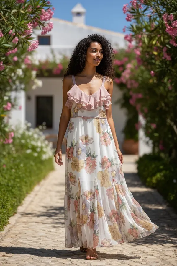 Talulah Floral Ruffle Midi Dress