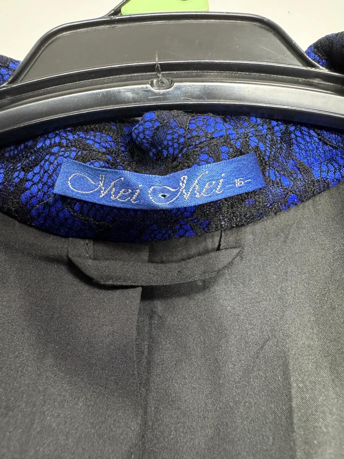 Mei Mei Blue and Black Floral Lace Blazer Jacket — photo 5