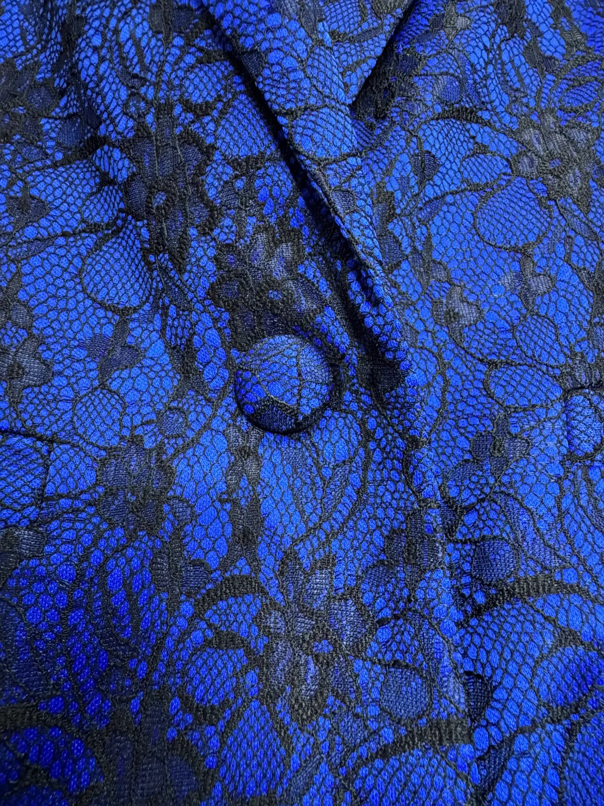 Mei Mei Blue and Black Floral Lace Blazer Jacket — photo 6