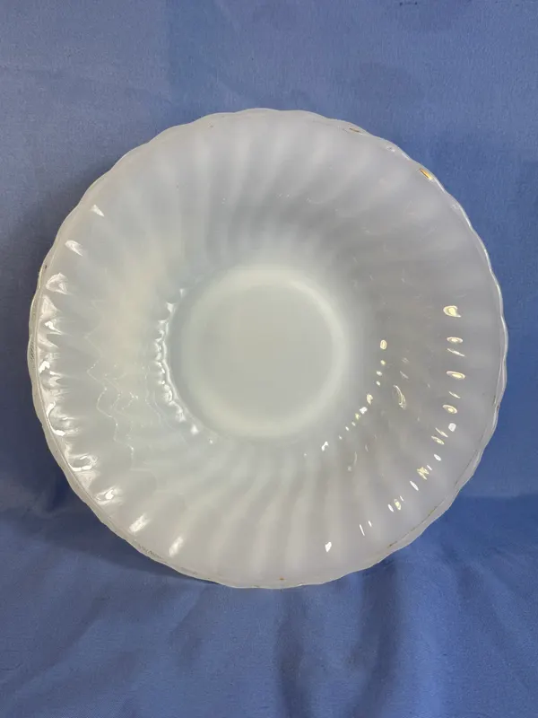 Fire king white milk glass swirl bowl