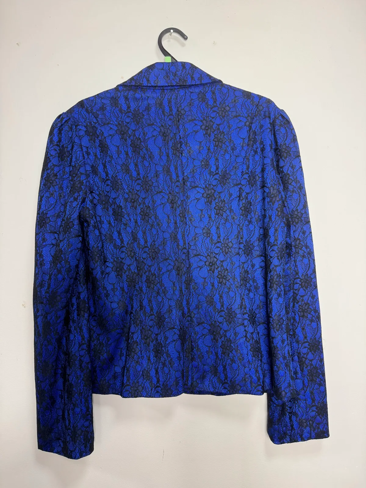 Mei Mei Blue and Black Floral Lace Blazer Jacket — photo 4